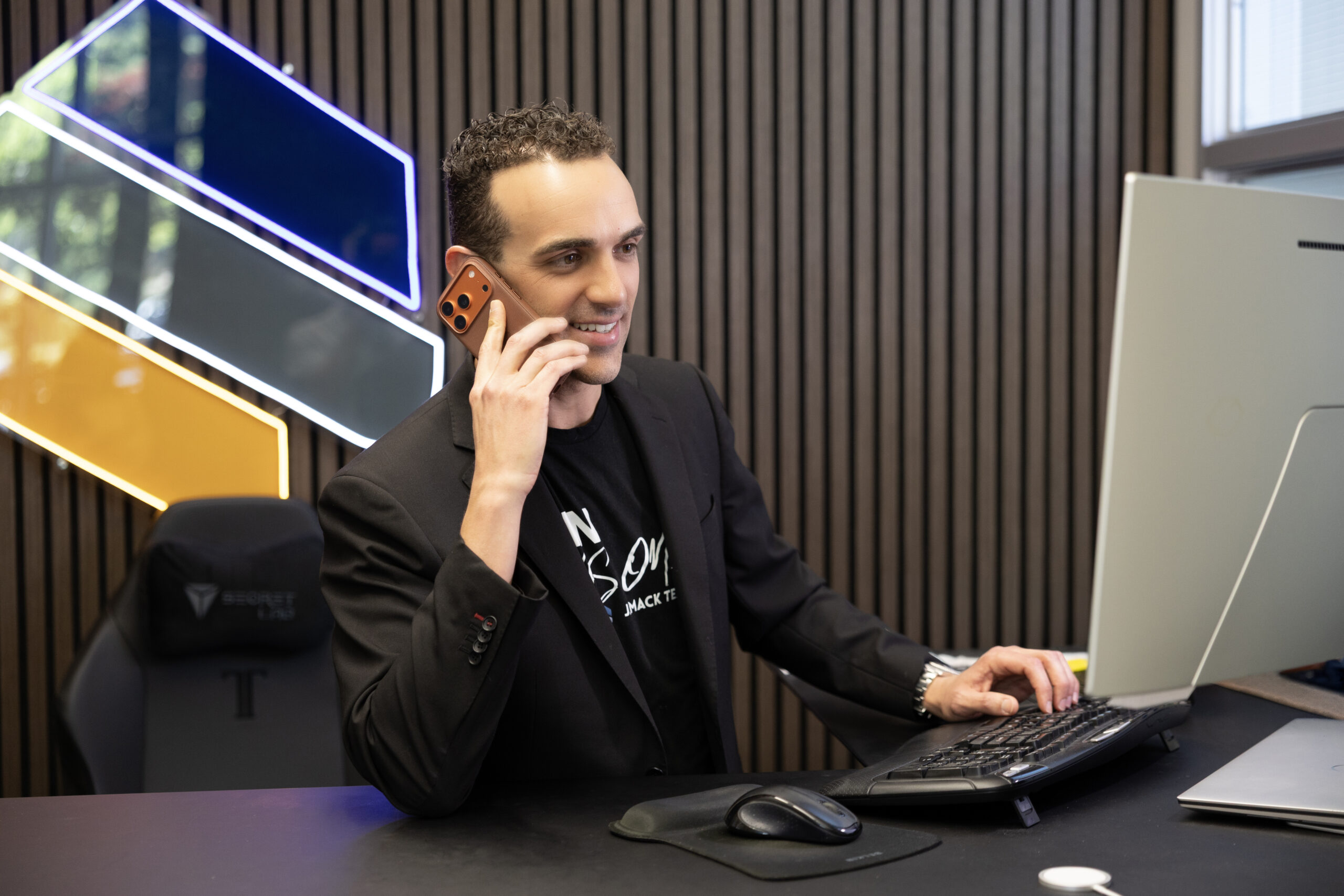 JJ Mack office on the phone